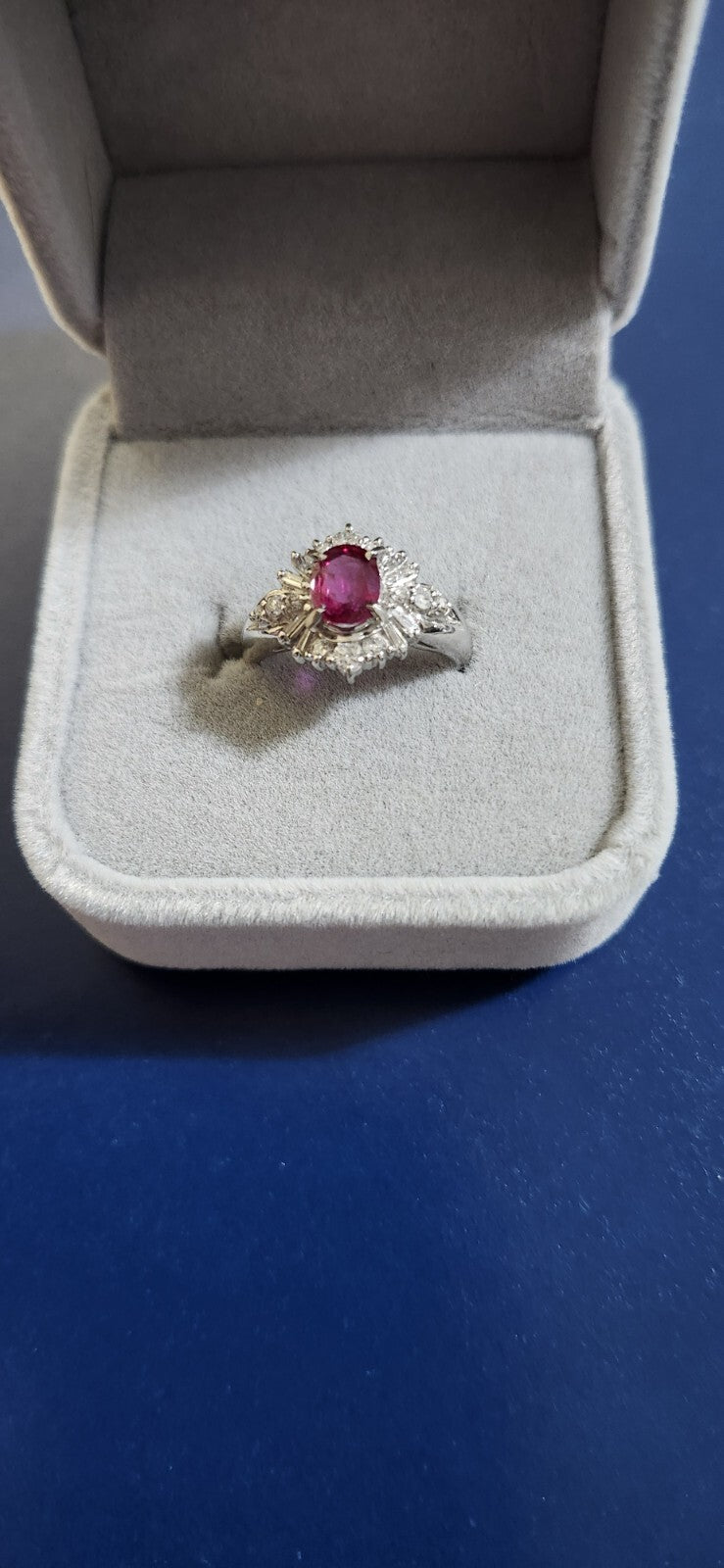Stunning Ruby Ring 1.30ct G-H Diamond Engagement o Statement Ring 5.5 Size