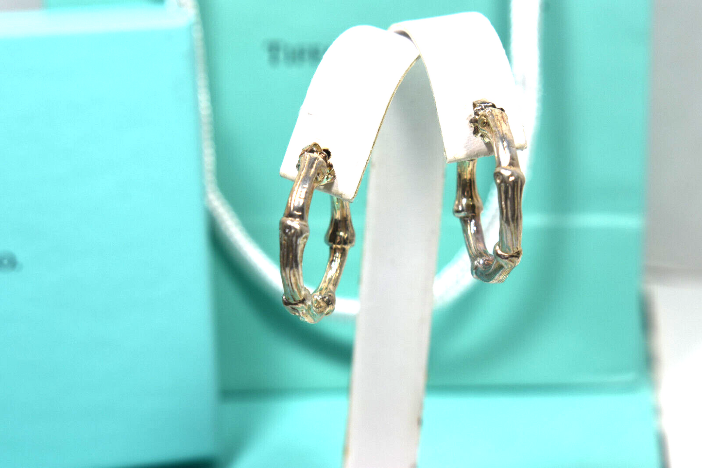 Tiffany & Co Vintage Bamboo 1" Hoop Earrings Sterling Silver 1996