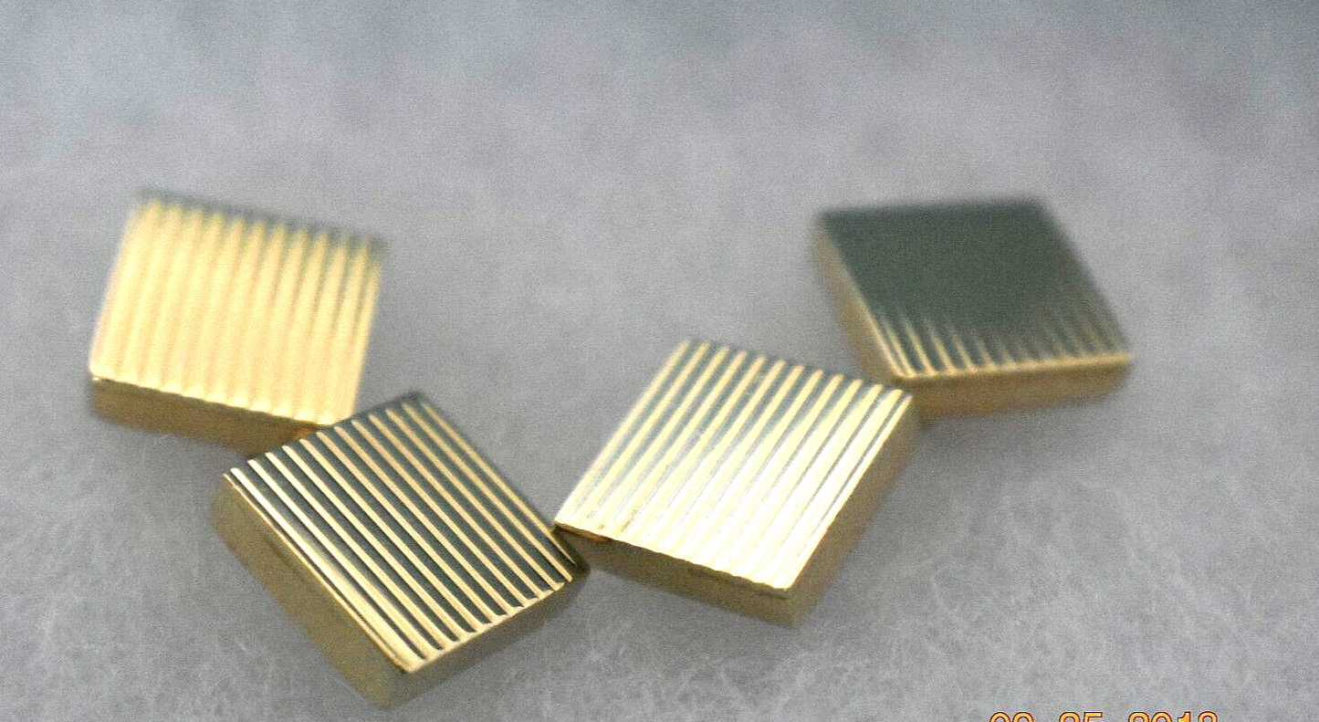 Tiffany & Co Cufflinks Cuff Links Rare Textured 14K Gold Square Ribbed & Pouch