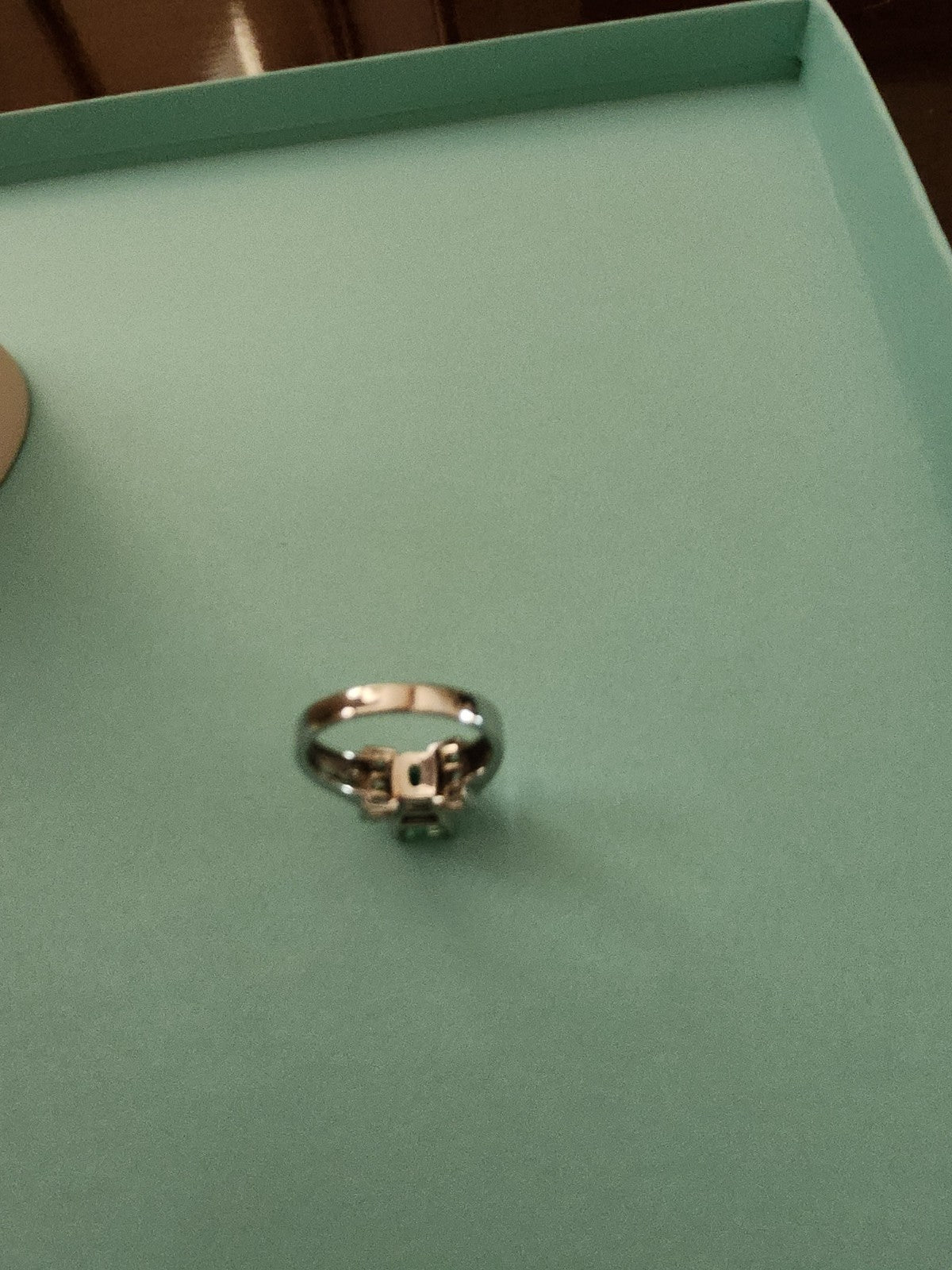 Emerald Cut Emerald & Diamond Engagement Ring / Statement Ring, WG 14K