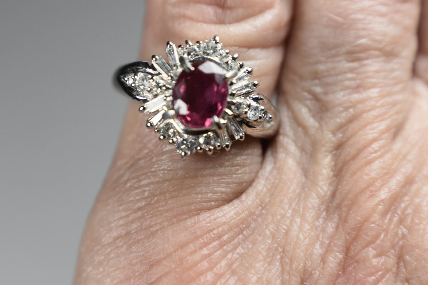 Stunning Ruby Ring 1.30ct G-H Diamond Engagement o Statement Ring 5.5 Size
