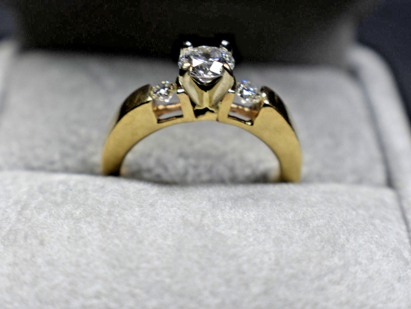 GIA $2500 .75ct D-E I2 Diamond 14K Gold Shane Co. Engagement Wedding Ring, Boxed