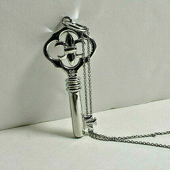 Fleur de Lis Key Pendant + 18" Necklace, Ornate, Beautiful!