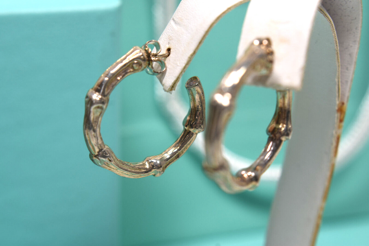 Tiffany & Co Vintage Bamboo 1" Hoop Earrings Sterling Silver 1996