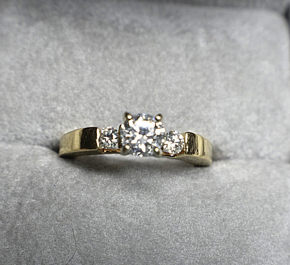 GIA $2500 .75ct D-E I2 Diamond 14K Gold Shane Co. Engagement Wedding Ring, Boxed