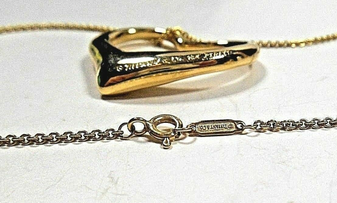 Tiffany & Co Elsa Peretti 18K Gold XL 36mm Open Heart Necklace Tiffany Box
