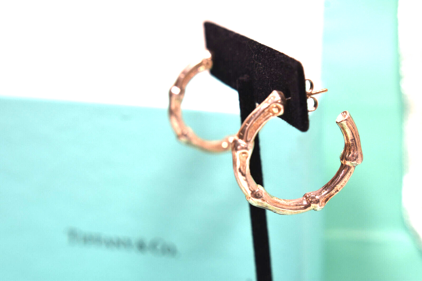 Tiffany & Co Vintage Bamboo 1" Hoop Earrings Sterling Silver 1996