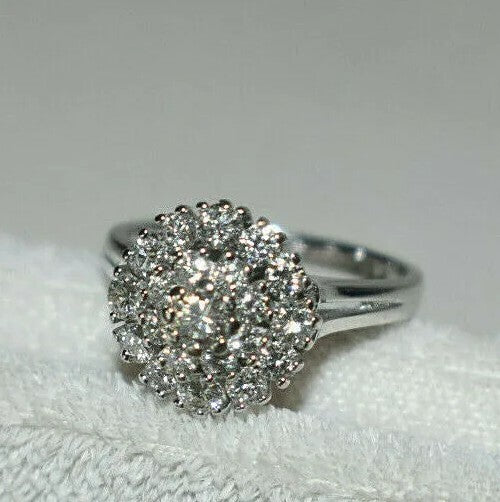 Elegant 1.31ct VS1/G Stunning Diamond Cluster Cocktail Ring 14K White Gold Sz 8