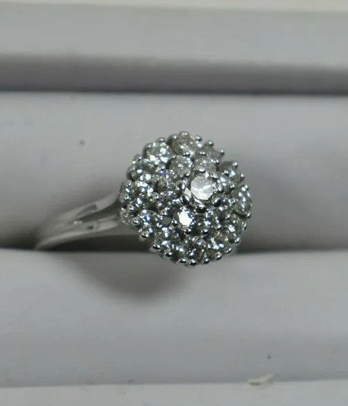 Elegant 1.31ct VS1/G Stunning Diamond Cluster Cocktail Ring 14K White Gold Sz 8