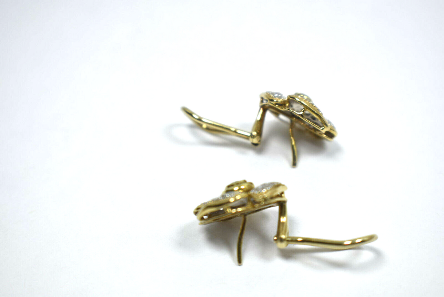 1 ct Pave' Diamond FG-VS1 14K Gold Flower Earrings Omega, 9 Grams Gold, Designer