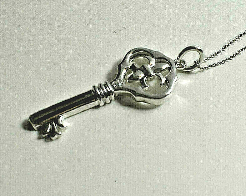Fleur de Lis Key Pendant + 18" Necklace, Ornate, Beautiful!