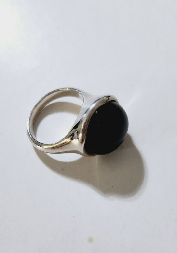 Tiffany & Co Elsa Peretti Large Domed Black Jade 19mm Ring Sz 8, Vintage