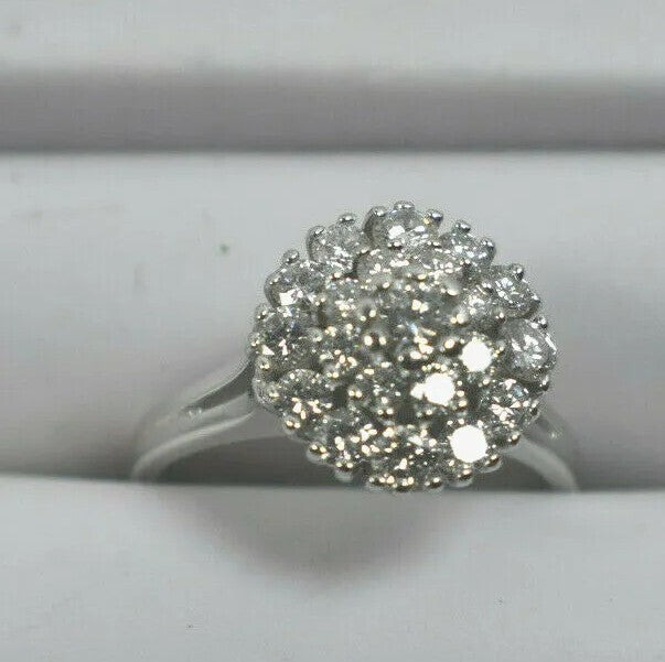 Elegant 1.31ct VS1/G Stunning Diamond Cluster Cocktail Ring 14K White Gold Sz 8