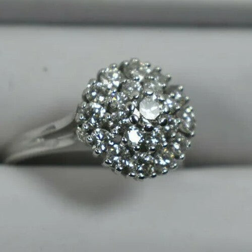 Elegant 1.31ct VS1/G Stunning Diamond Cluster Cocktail Ring 14K White Gold Sz 8