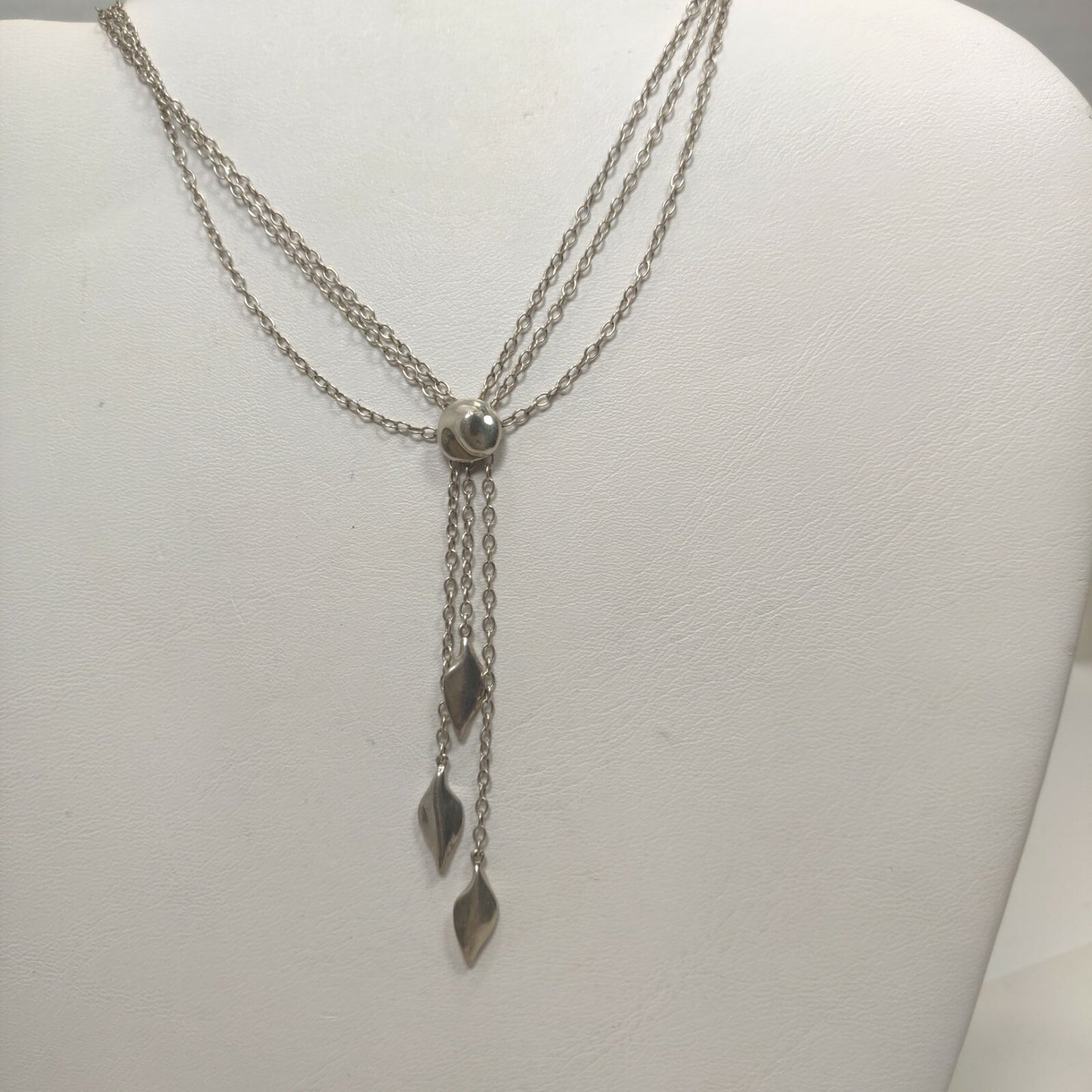 RARE Vintage Tiffany & Co Dangle Leaf Pendant Necklace Sterling Silver 18"