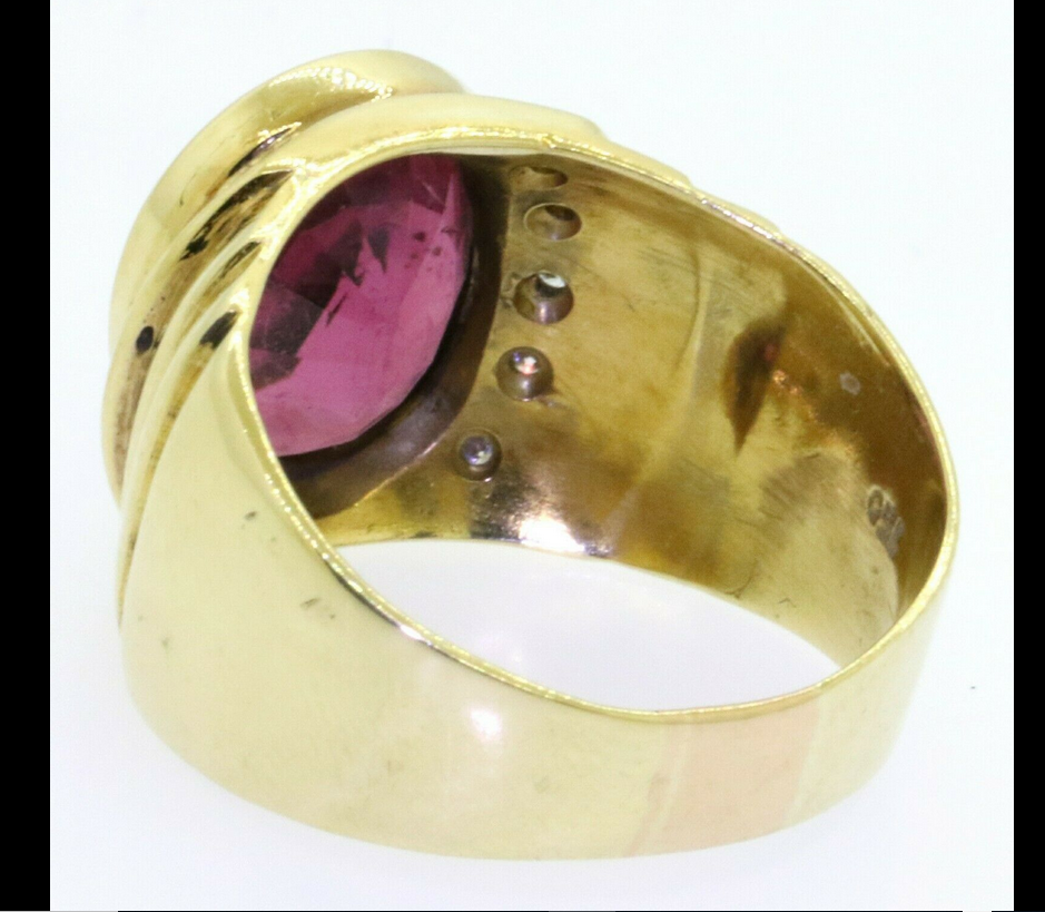 6ct Rubellite Tourmaline VS2 GH Diamond Ring 11g 18K Gold GIA $6550