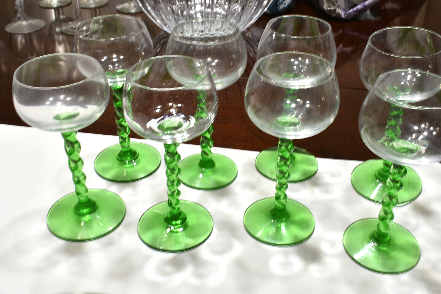 Cunard Queen Elizabeth 2 Cruise Ship Wine Glasses, 4 Gold Rim Martini Glass 1967