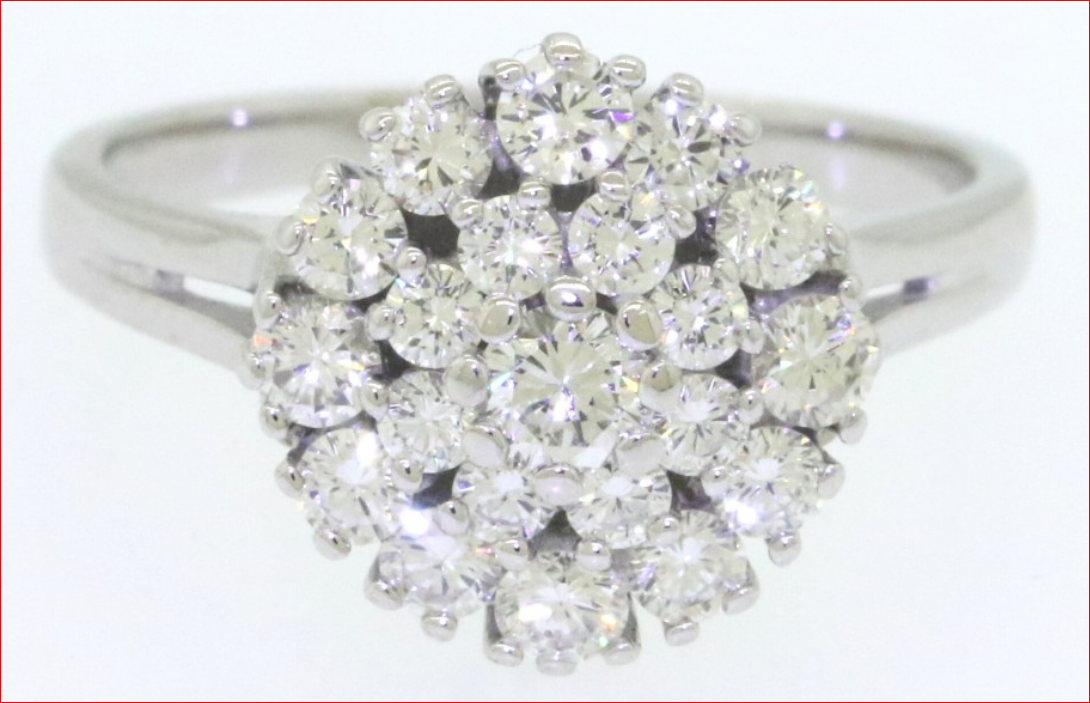 Elegant 1.31ct VS1/G Stunning Diamond Cluster Cocktail Ring 14K White Gold Sz 8