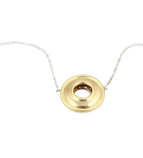 Tiffany &Co Picasso Magic 18K Gold Sterling Silver Reversible Disk Necklace RARE