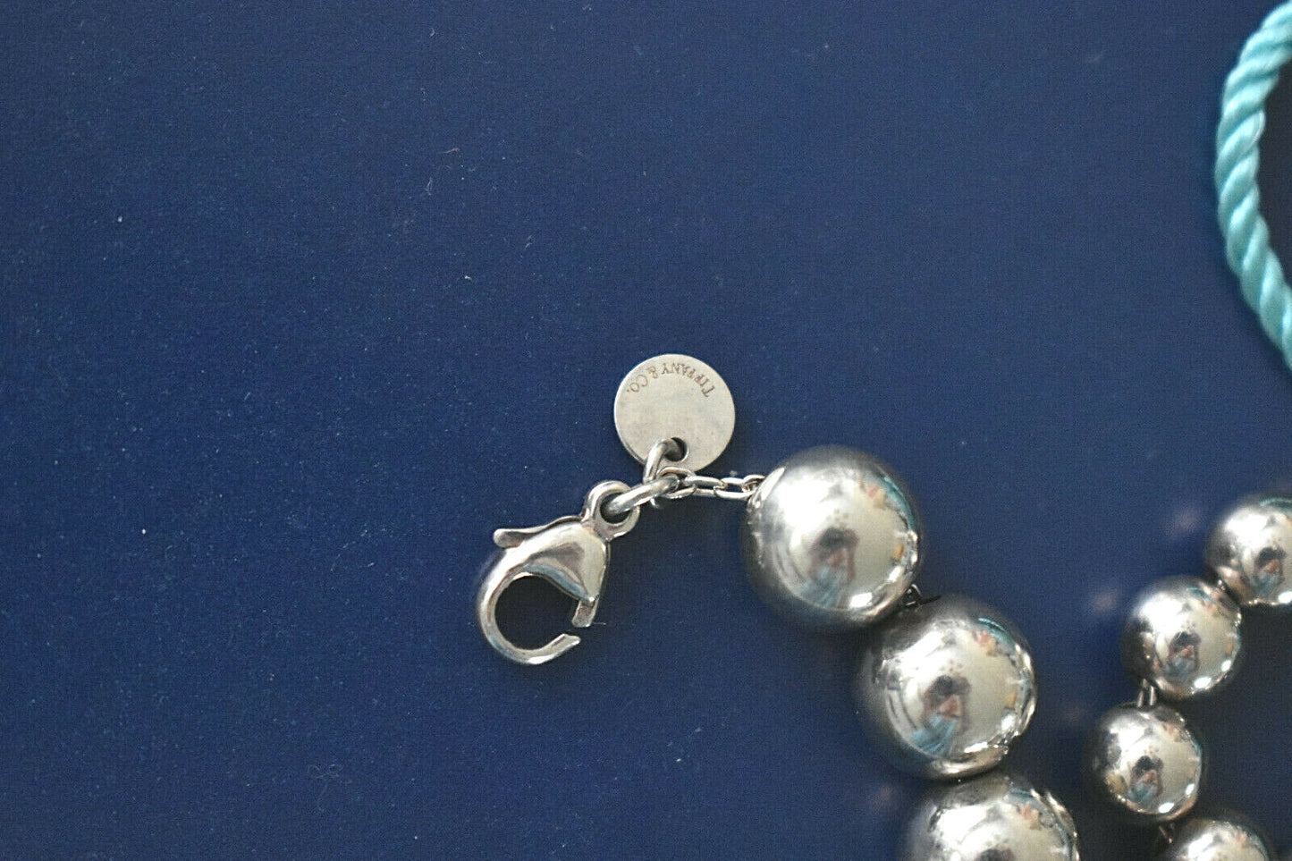 Tiffany & Co 7.5" HardWear 10mm Ball Bead Sterling Silver Bracelet & Pouch