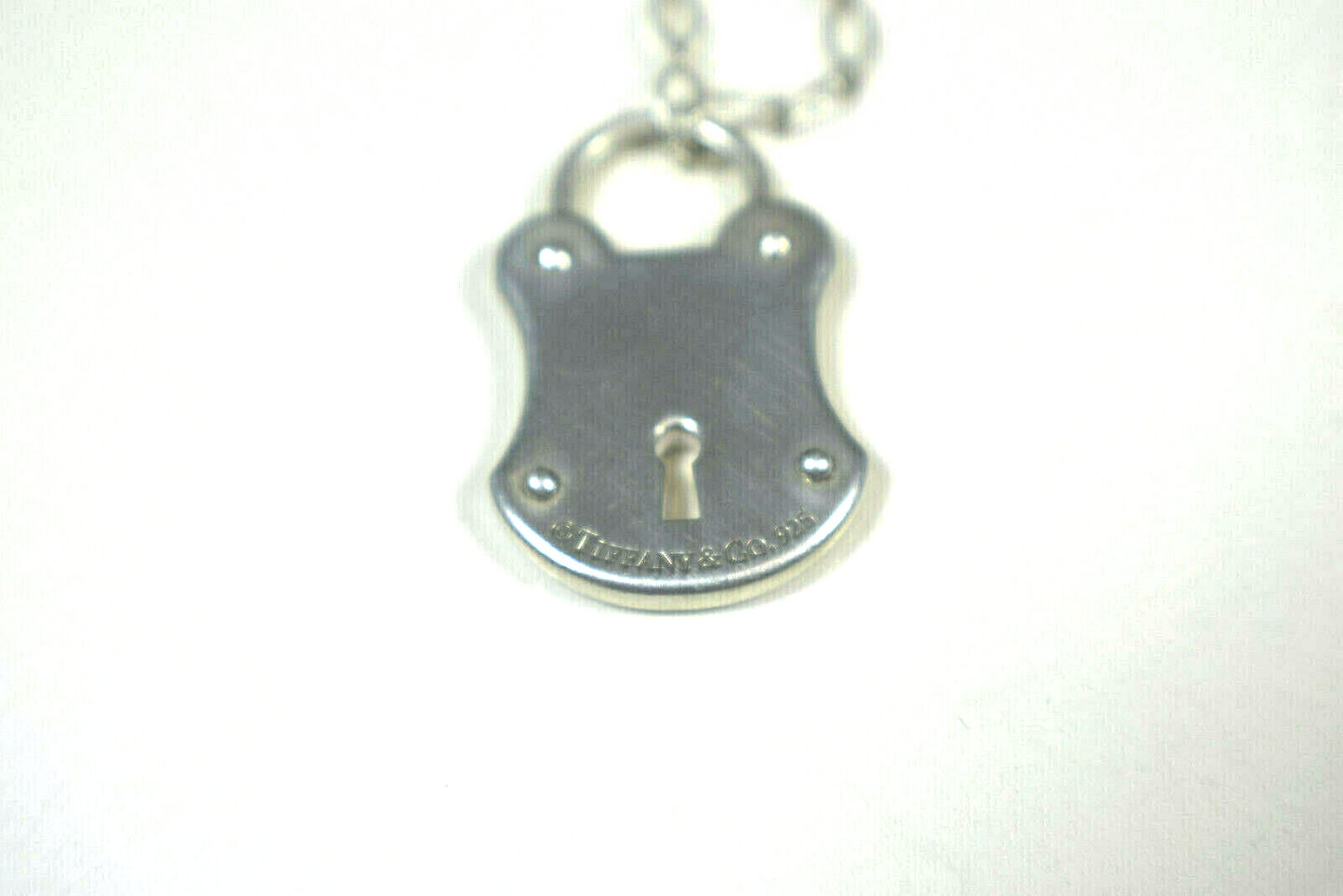 Tiffany &Co DIAMOND Arc Lock Padlock Pendant Fancy Oval Link Necklace RARE