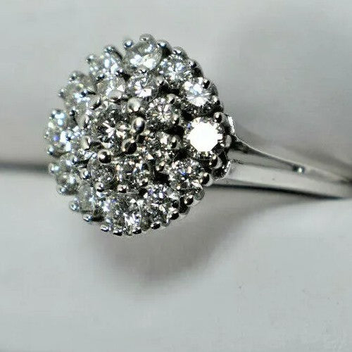 Elegant 1.31ct VS1/G Stunning Diamond Cluster Cocktail Ring 14K White Gold Sz 8