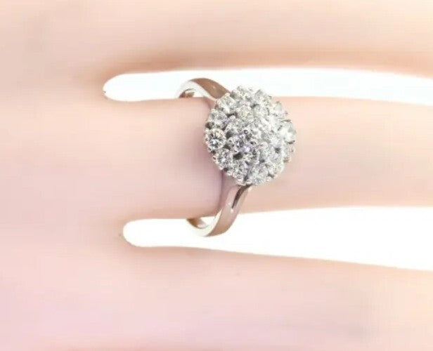 Elegant 1.31ct VS1/G Stunning Diamond Cluster Cocktail Ring 14K White Gold Sz 8
