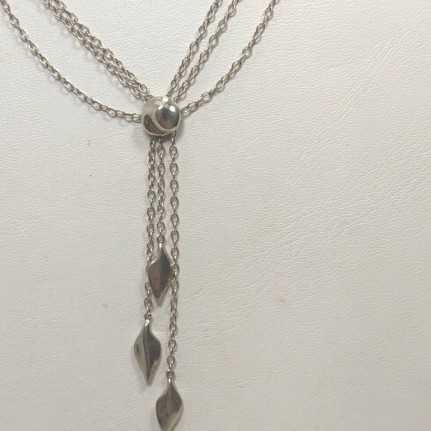 RARE Vintage Tiffany & Co Dangle Leaf Pendant Necklace Sterling Silver 18"