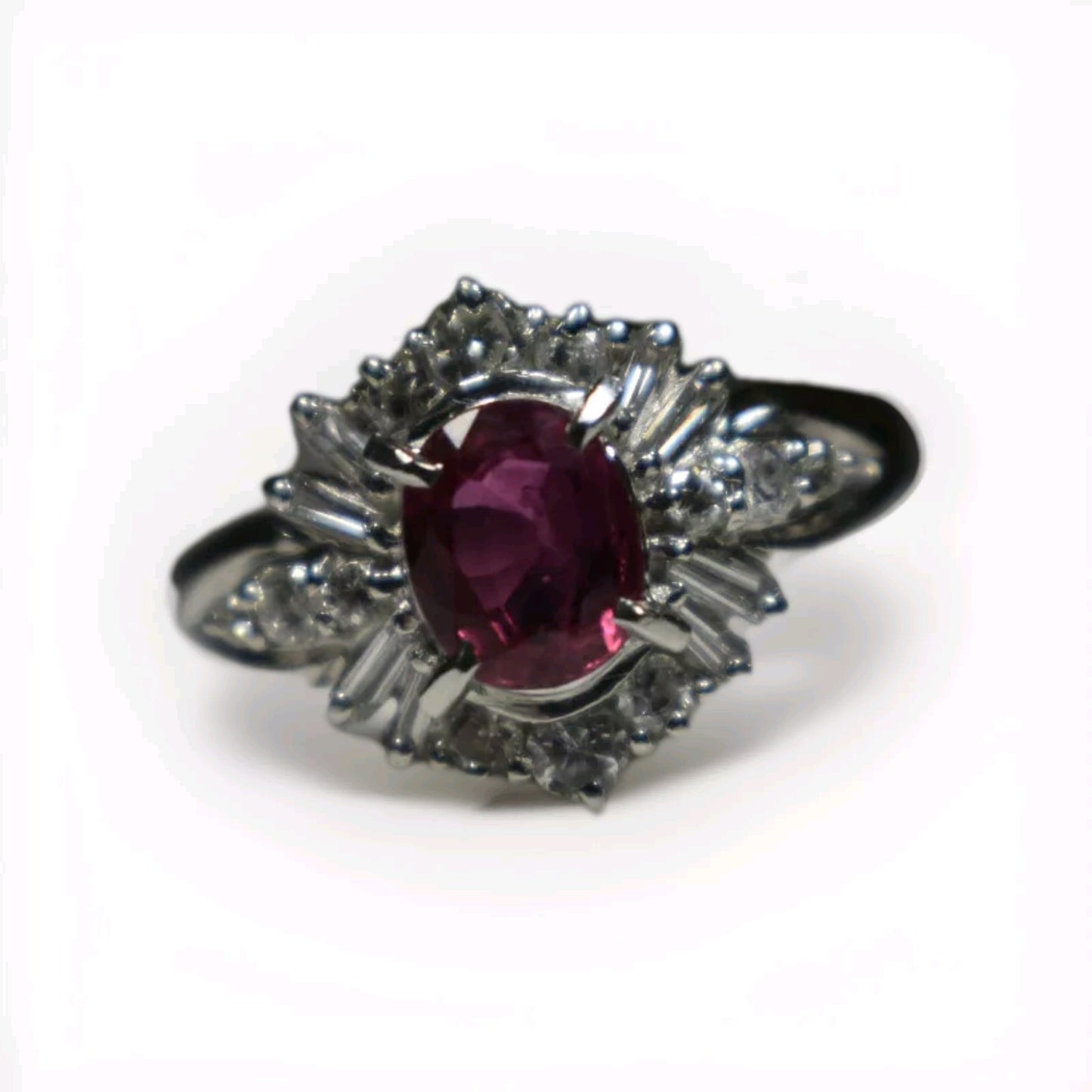 Stunning Ruby Ring 1.30ct G-H Diamond Engagement o Statement Ring 5.5 Size