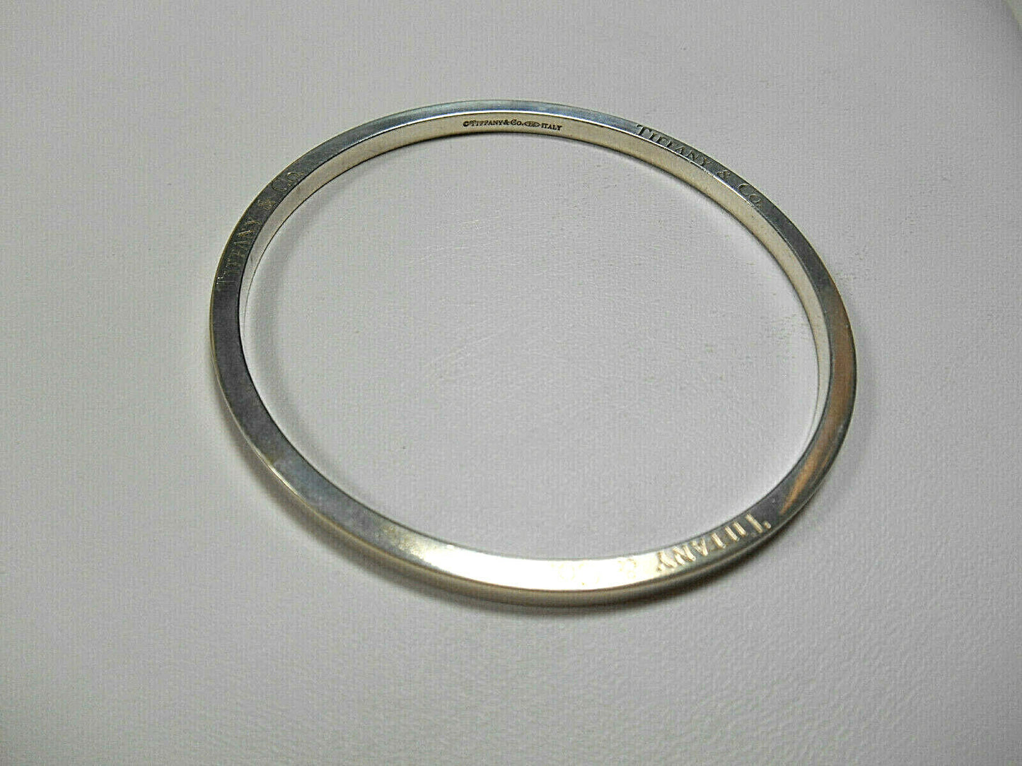Tiffany & Co Italy Narrow Icon Bangle Bracelet Sterling Silver, Newly Polished!