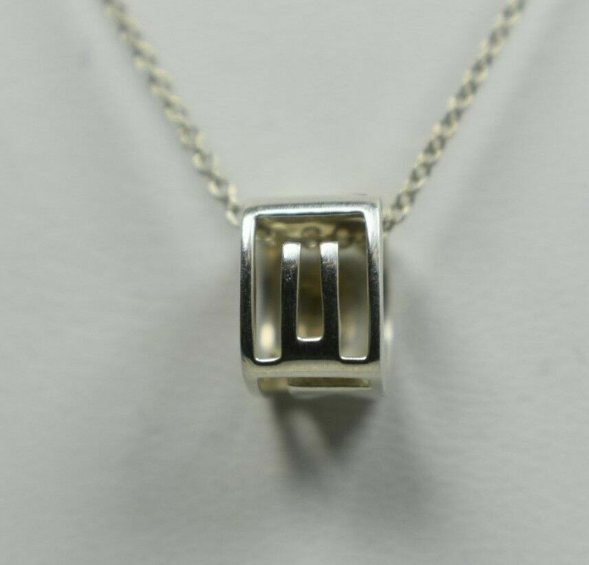 Tiffany & Co LOVE Cube Pendant Charm Necklace Sterling Silver Retired Rare
