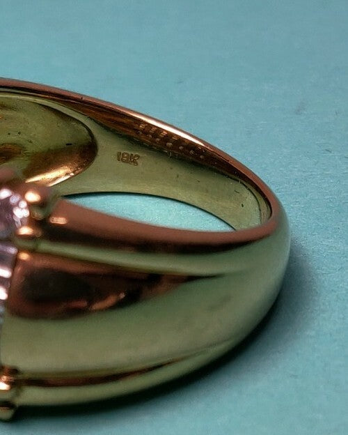 Beautiful 1.25ct Diamond 18K Gold Wide Diamond Ring Rounds & Baguettes 9g