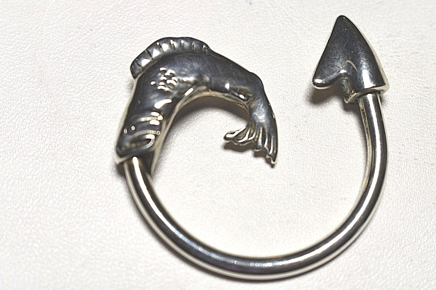 Tiffany & Co. Fish Themed Solid Sterling Silver Key Chain Ring