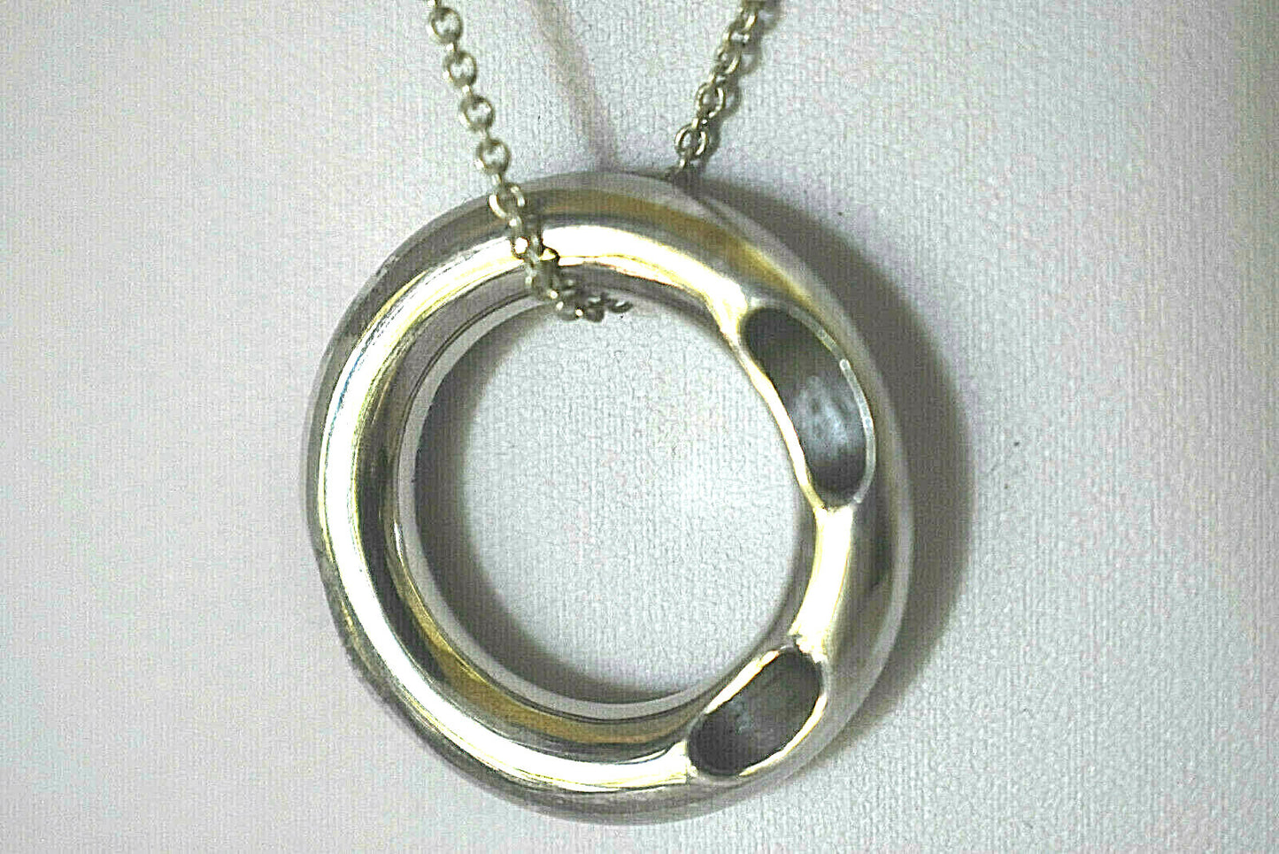 Tiffany & Co Gehry Ebony Wood Inlay Round Sterling Silver Pendant Necklace Italy