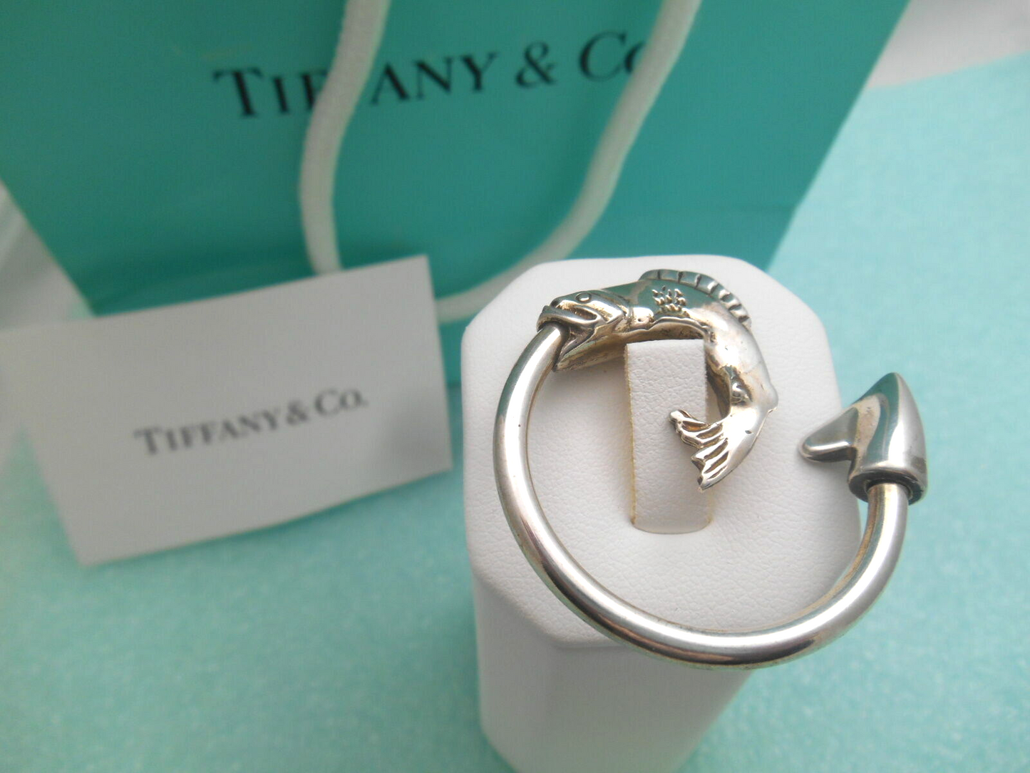 Tiffany & Co. Bass Fish Theme Sterling Silver Key Chain Ring