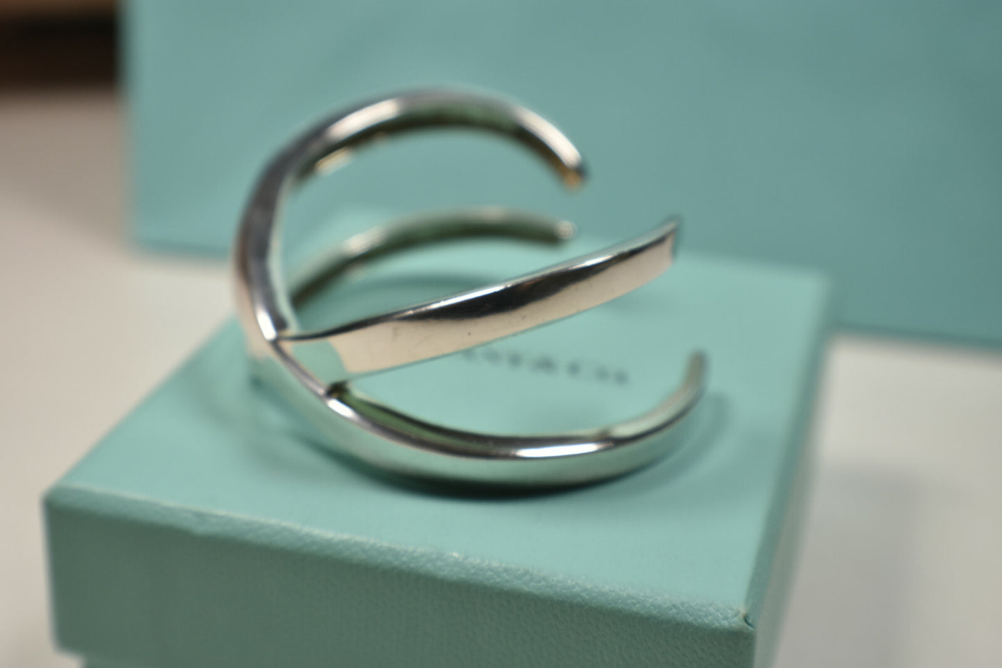 Tiffany & Co Picasso Grafitti X Cuff Bangle Bracelet Silver Pouch & Box