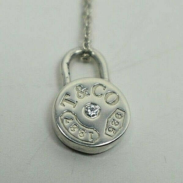 Tiffany & Co. 1837 Round Diamond Padlock Charm Pendant Necklace 16" ($875)