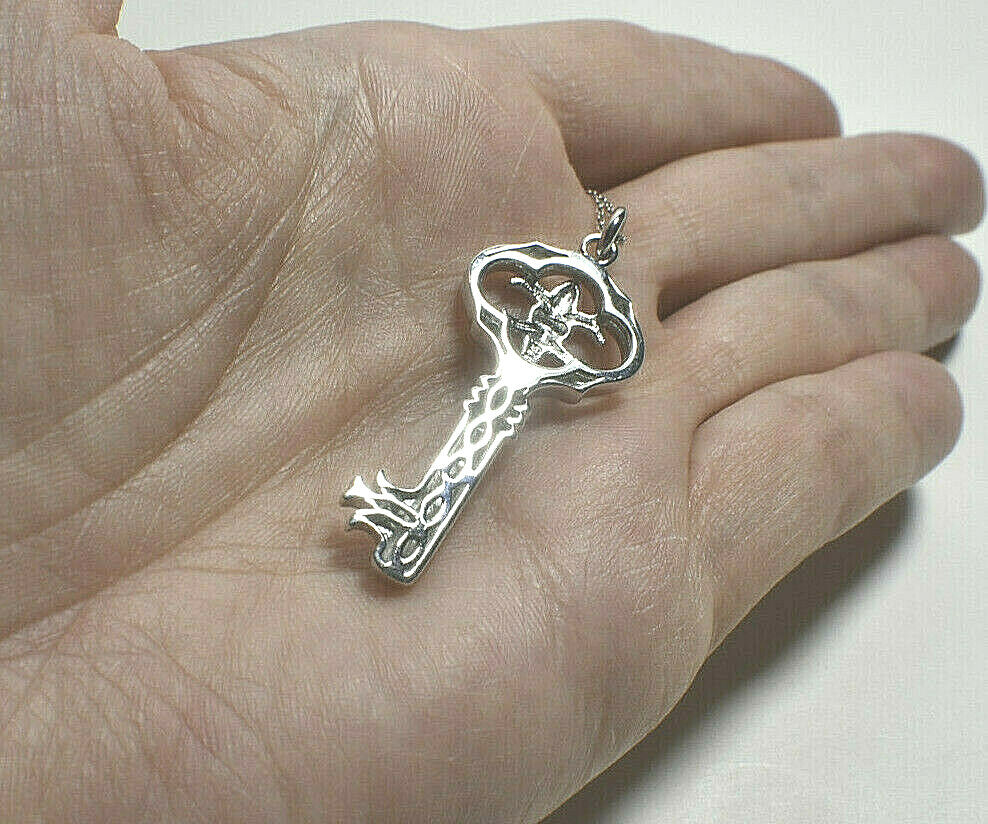 Fleur de Lis Key Pendant + 18" Necklace, Ornate, Beautiful!