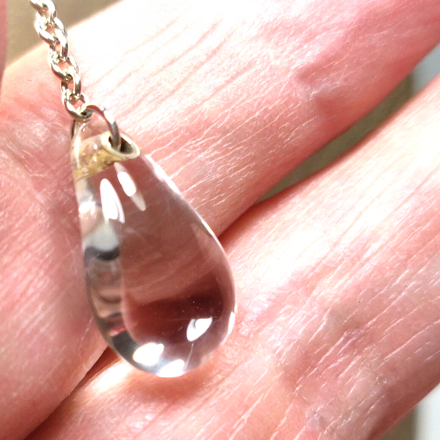 Tiffany & Co Peretti Lariat Large Rock Crystal Teardrop Necklace 22" Silver Rare