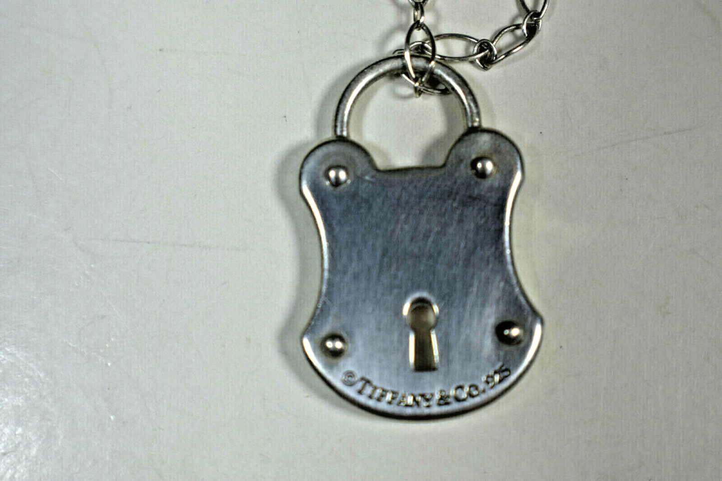 Tiffany &Co DIAMOND Arc Lock Padlock Pendant Fancy Oval Link Necklace RARE