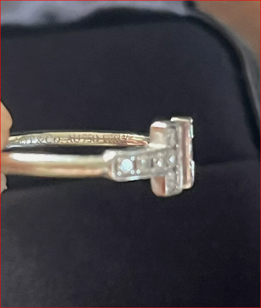 New Tiffany & Co Pave' Diamond T Wire Ring 18K White Gold Size 5, Pouch & Box