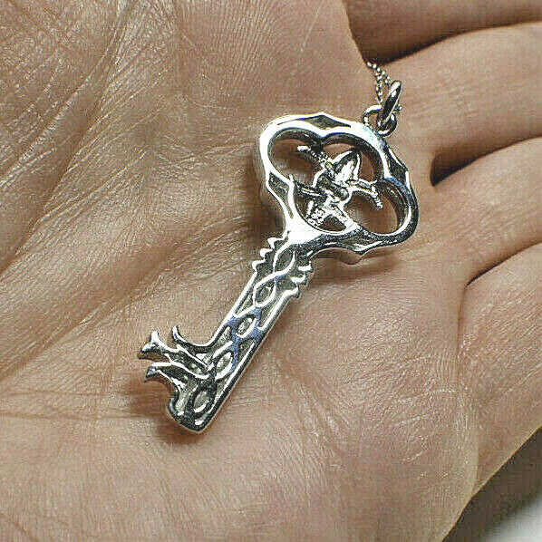 Fleur de Lis Key Pendant + 18" Necklace, Ornate, Beautiful!
