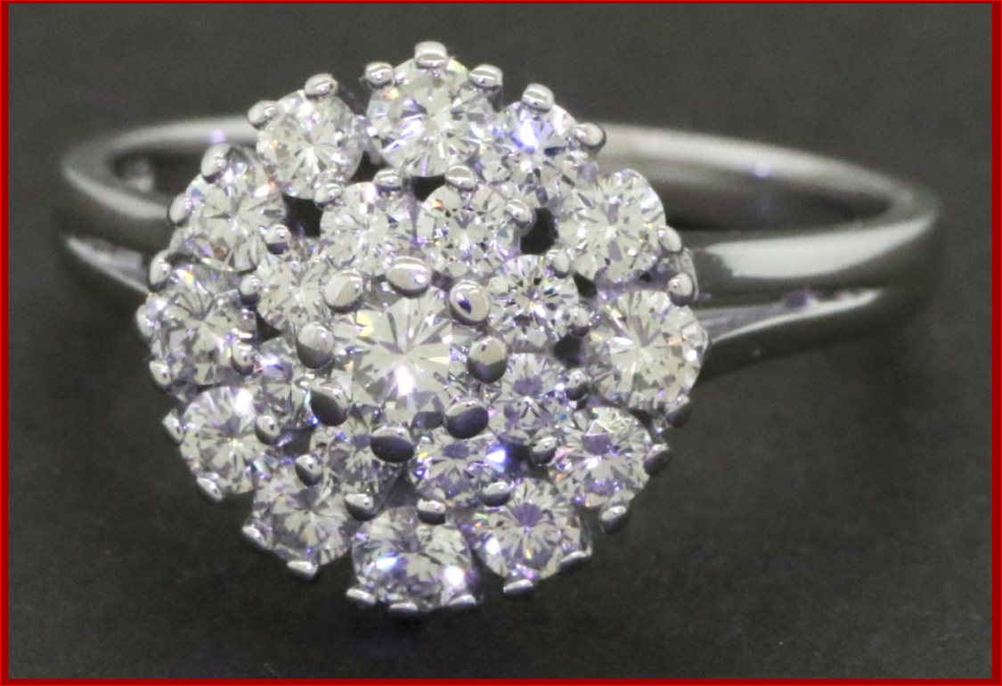 Elegant 1.31ct VS1/G Stunning Diamond Cluster Cocktail Ring 14K White Gold Sz 8
