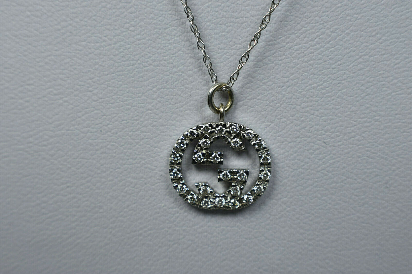 Gucci 18K White Gold Diamond Love Britt Double G Icon Pendant For Necklace