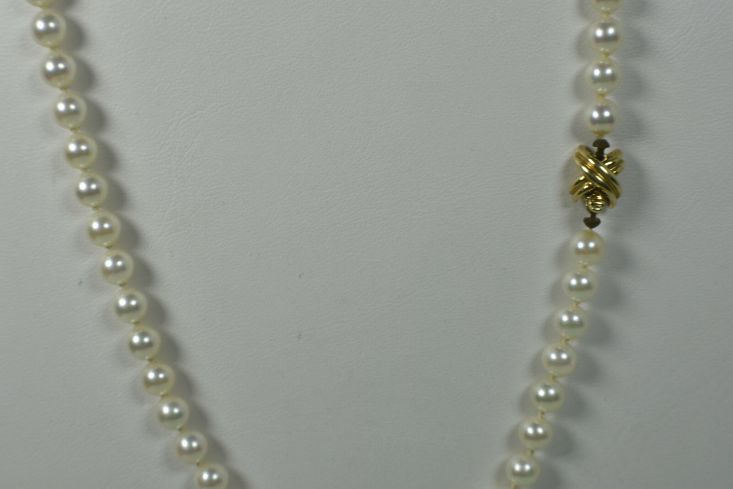 Tiffany & Co Akoya Pearl 18K Yellow Gold Signature X 18" Necklace w/Gift Case