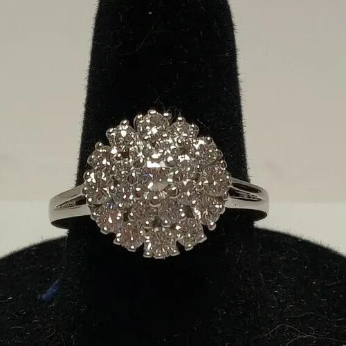 Elegant 1.31ct VS1/G Stunning Diamond Cluster Cocktail Ring 14K White Gold Sz 8