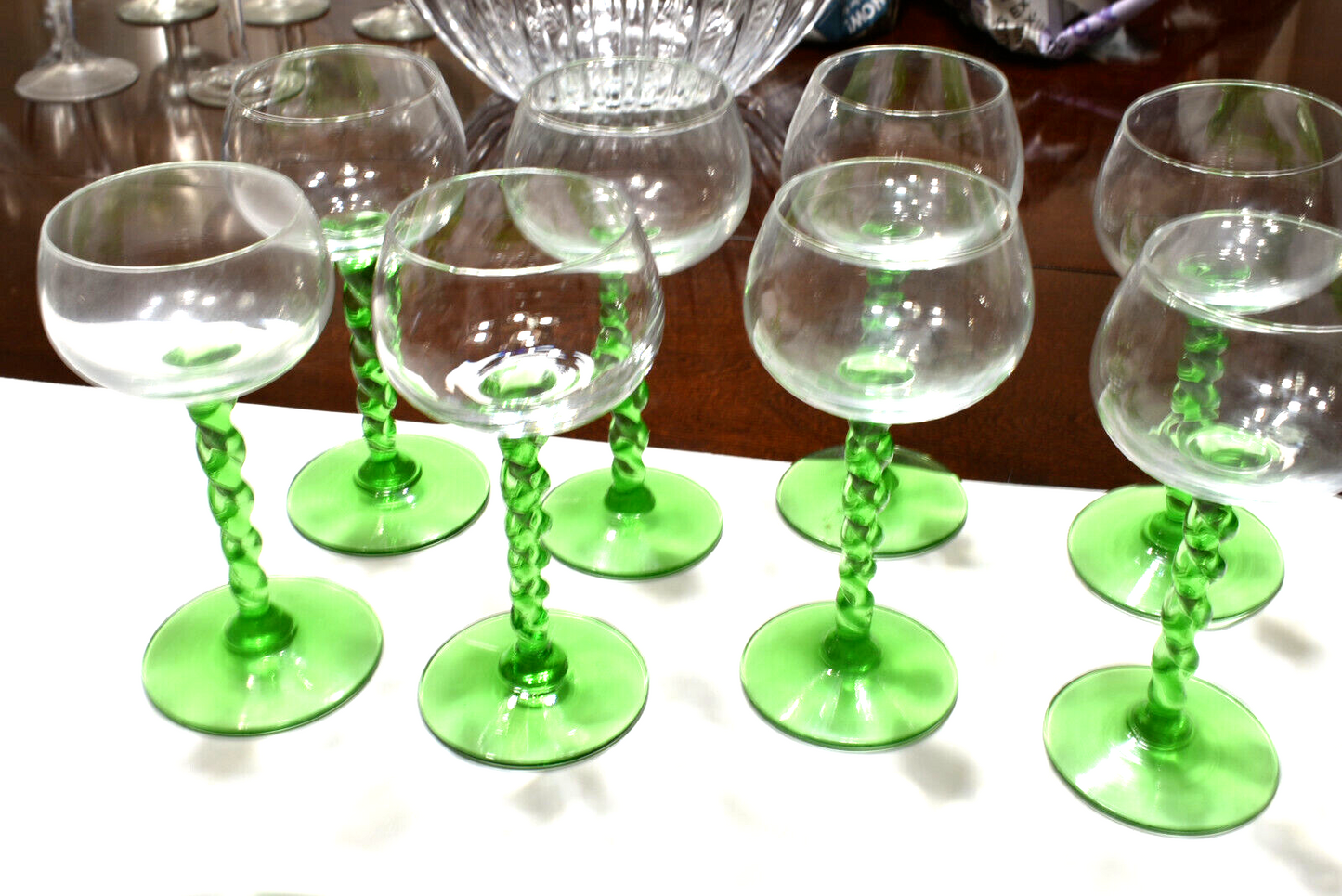 Cunard Queen Elizabeth 2 Cruise Ship Wine Glasses, 4 Gold Rim Martini Glass 1967