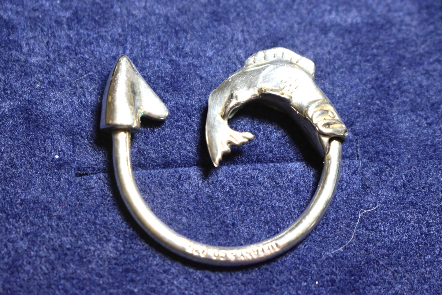 Tiffany & Co. Bass Fish Theme Sterling Silver Key Chain Ring
