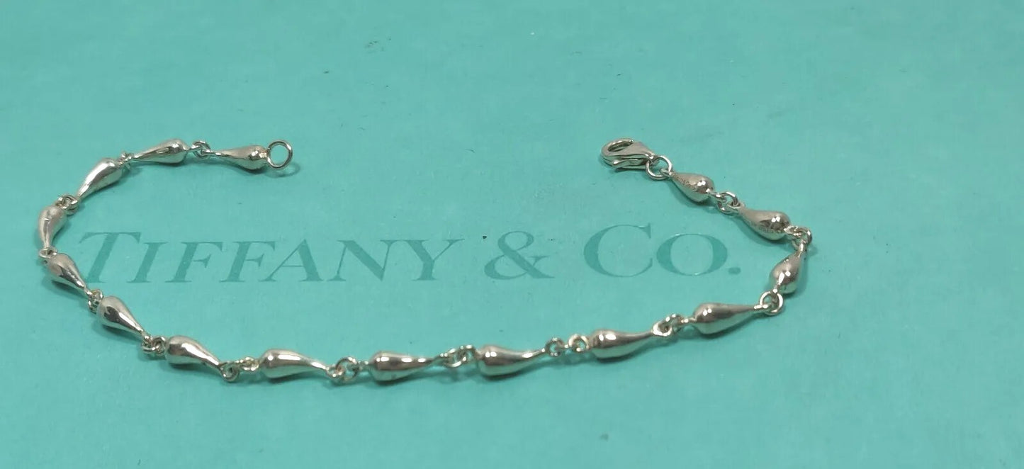Tiffany &Co Elsa Peretti Rare Continuos Teardrop Bracelet Sterling Silver Vintge