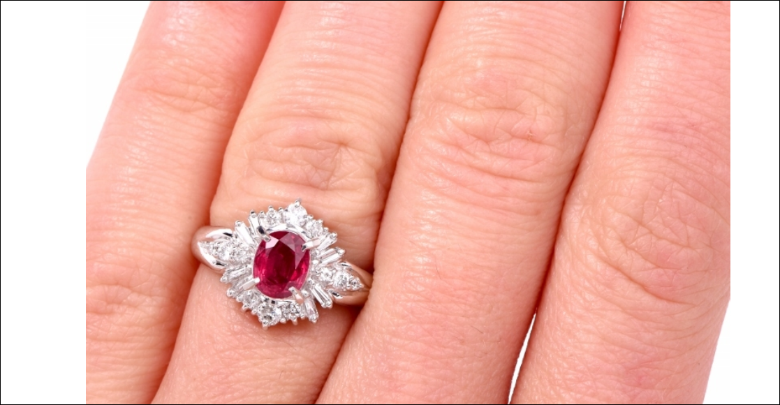 Stunning Ruby Ring 1.30ct G-H Diamond Engagement o Statement Ring 5.5 Size
